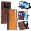Vivo X200s 5G Leather Phone Case - Dark Brown & Gold Contrast - 1