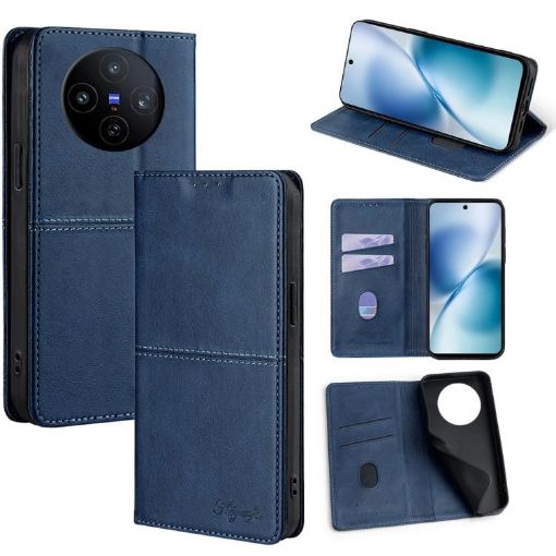 Vivo X200s 5G Blue Cow Texture Magnetic Leather Phone Case - 1