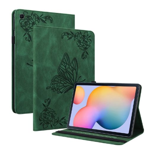 Samsung Galaxy Tab S5e T720/T725 Green Butterfly Flower Leather Case - 1