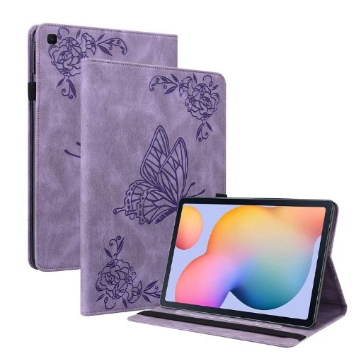 Samsung Galaxy Tab S5e T720/T725 Purple Butterfly Flower Leather Case - 1