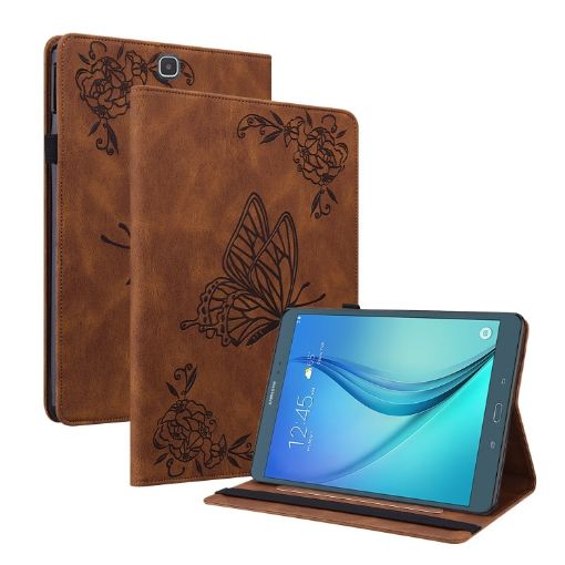 Samsung Galaxy Tab A 9.7 T550 T555 Butterfly Flower Leather Case Brown - 1