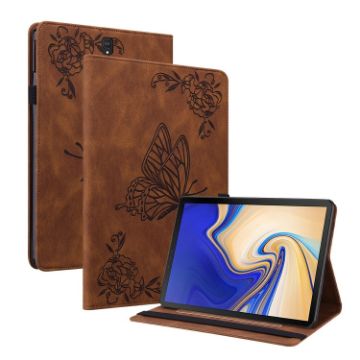 Samsung Galaxy Tab S4 10.5 SM-T830 Brown Butterfly Flower Leather Case - 1