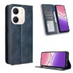 OPPO A5x 4G/5G Leather Phone Case - Blue, Magnetic Buckle, Retro Texture - 1