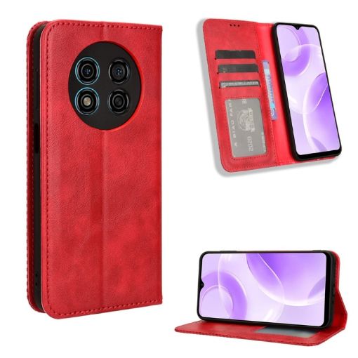 Ulefone Note 15 Red Leather Phone Case with Magnetic Buckle Retro Texture - 1