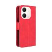 OPPO A5x 4G/5G Leather Phone Case Red - Card Slots, Calf Texture - 3