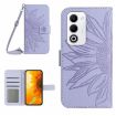 OPPO A5 5G Purple Sun Flower Embossed Flip Leather Case with Lanyard - 1