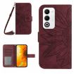 OPPO A5 5G Sun Flower Embossed Flip Leather Case with Lanyard Red - 1