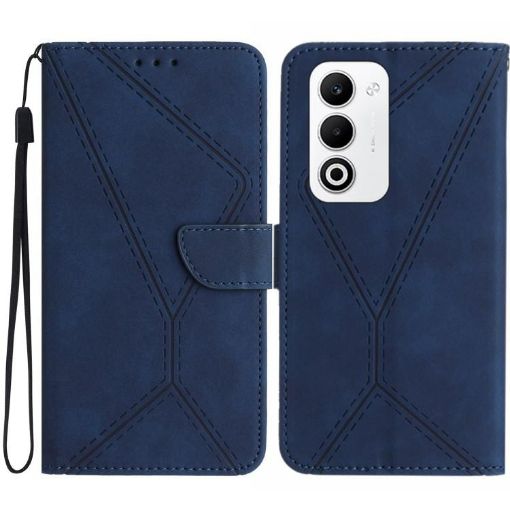OPPO A5 5G Blue Embossed Leather Phone Case - Global Stitching - 1