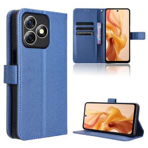 Ulefone Note 18 Ultra Blue Leather Phone Case - Diamond Texture - 1