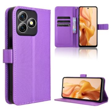 Ulefone Note 18 Ultra Purple Leather Phone Case - Diamond Texture - 1