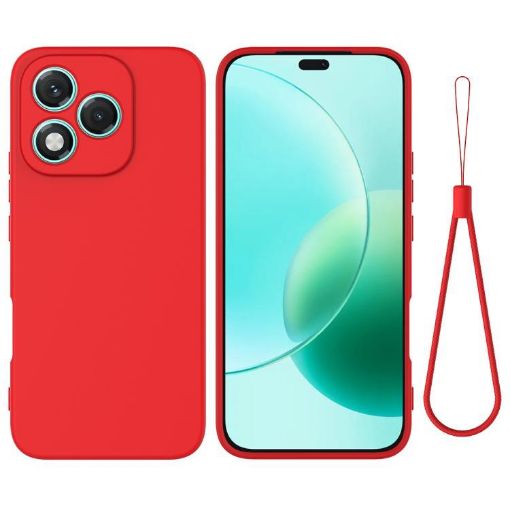 For Honor 400 Lite Red Liquid Silicone Dropproof Phone Case Global - 1