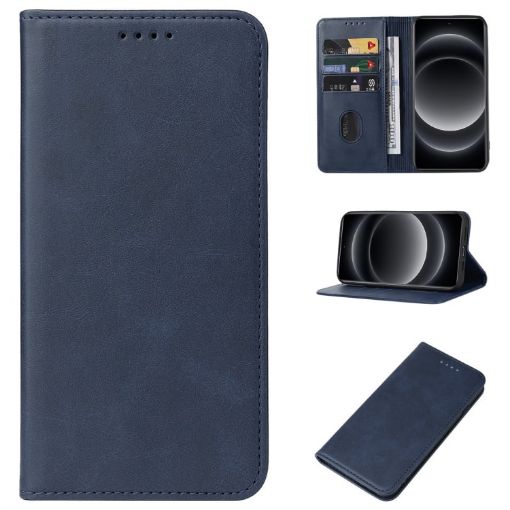 Xiaomi 14 Ultra Blue Leather Phone Case with Magnetic Closure - 1