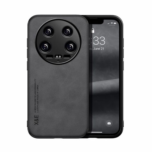 Xiaomi 14 Ultra Dark Grey Magnetic Leather Phone Case Skin Feel - 1