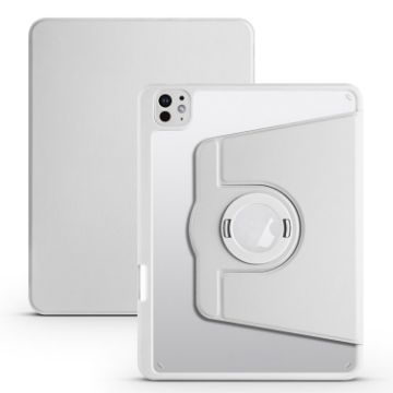 iPad Pro 13 2024 Grey Acrylic 360 Rotation Detachable Leather Case - 1