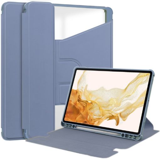 Samsung Galaxy Tab S9+ 360 Rotation Transparent Leather Case Lavender - 1