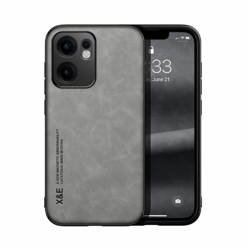 OPPO Reno13 F 5G Light Grey Magnetic Leather Phone Case Skin Feel - 1