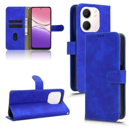 OPPO A5x 5G/4G Blue Magnetic Flip Leather Phone Case - Skin Feel - 1