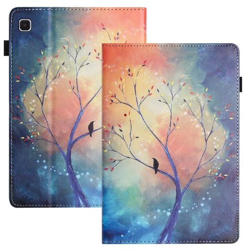 Samsung Galaxy Tab A 10.1 2019 Leather Case - Oil Painting Tree Design - 1