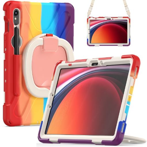 Samsung Galaxy Tab S9/S8/S7 Silicone Hybrid Case with Holder & Strap - 1