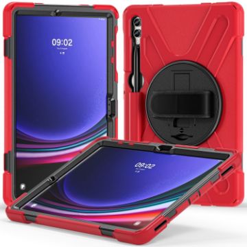Samsung Galaxy Tab S9+/S8+ Rugged Case with Rotatable Kickstand - Red - 1