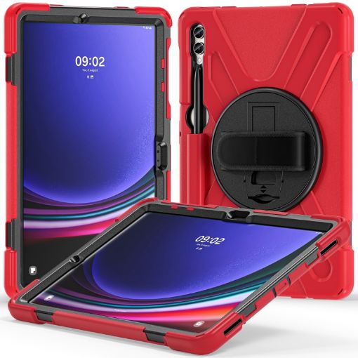 Samsung Galaxy Tab S9+/S8+ Rugged Case with Rotatable Kickstand - Red - 1