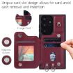 Samsung Galaxy S23 Ultra 5G Red Grid Texture Card Bag Case with Lanyard - 5
