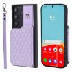 Samsung Galaxy S23 Ultra 5G Purple Grid Texture Case with Lanyard - 1
