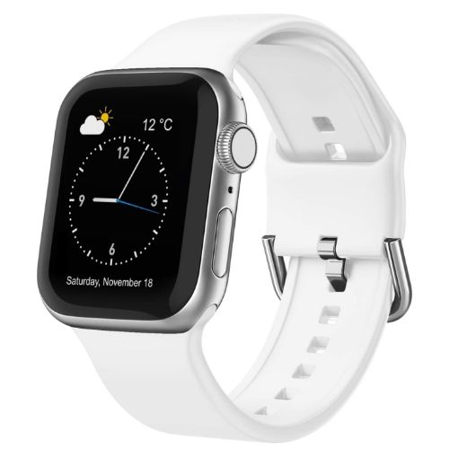 Apple Watch Series 8 41mm White Silicone Pin Buckle Band - 1