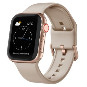 Apple Watch Series 8 41mm Silicone Band, Pin Buckle - Milk Tea Color - 1