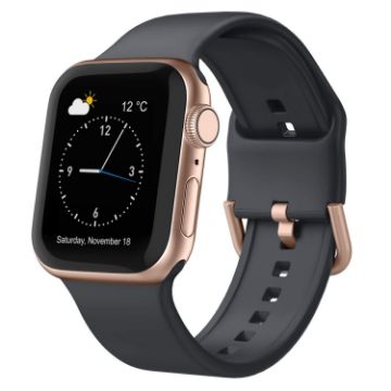 Apple Watch Series 7 41mm Dark Grey Silicone Band Pin Buckle - 1