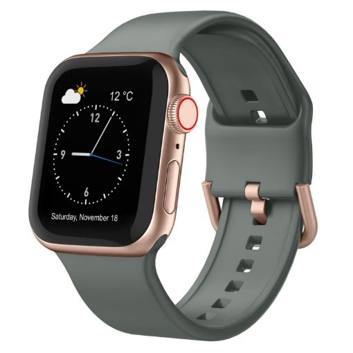 Apple Watch SE 40mm Olive Silicone Pin Buckle Band - 1
