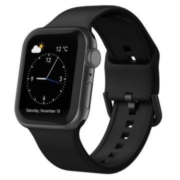 Apple Watch Series 6 40mm Black Silicone Pin Buckle Band - 1