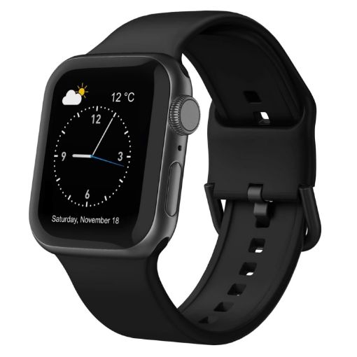 Apple Watch Series 6 40mm Black Silicone Pin Buckle Band - 1