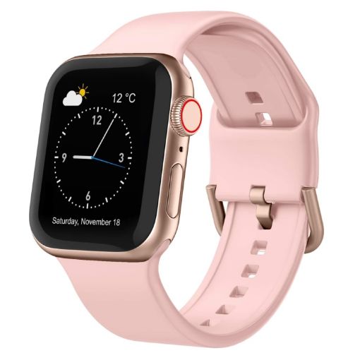 Apple Watch Series 6 44mm Pink Silicone Pin Buckle Band - 1