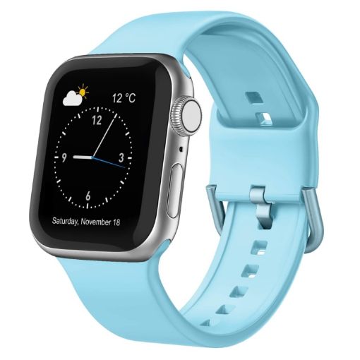 Apple Watch Series 6 44mm Light Blue Silicone Band Pin Buckle - 1