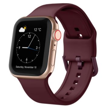 Apple Watch Series 5 40mm Wine Red Silicone Pin Buckle Band - 1