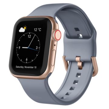 Apple Watch 42mm Blue Grey Silicone Pin Buckle Band - 1