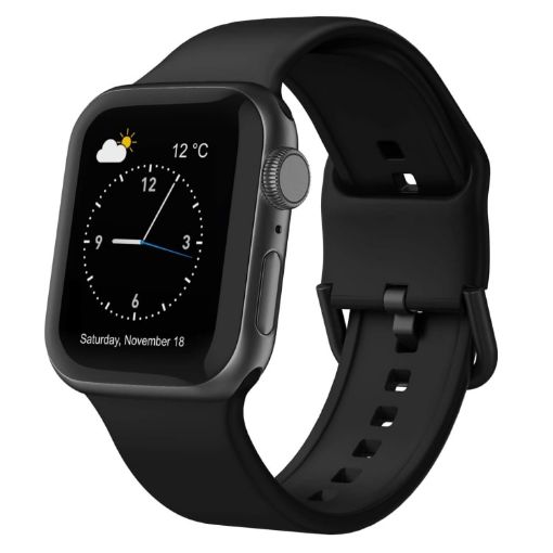 Apple Watch Series 9 45mm Black Silicone Pin Buckle Band - 1