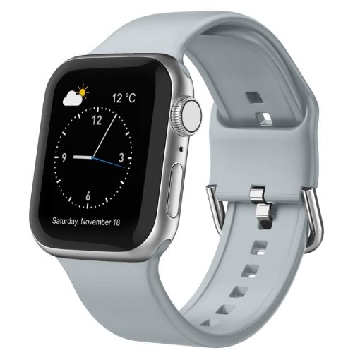 Apple Watch Series 9 45mm Light Grey Silicone Band Pin Buckle - 1