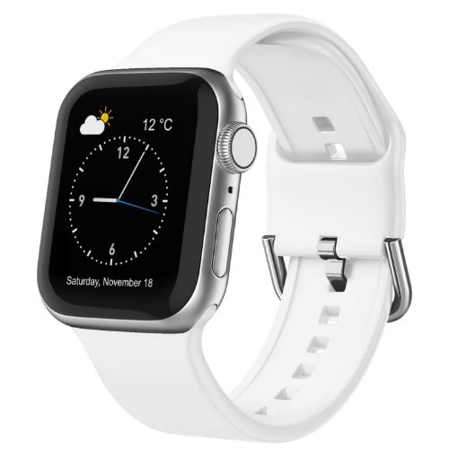 Apple Watch SE 2023 44mm White Silicone Pin Buckle Band - 1