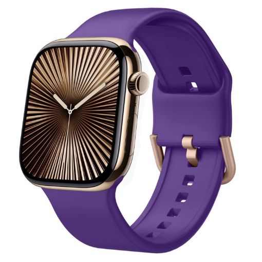 Apple Watch Series 10 46mm Purple Silicone Pin Buckle Band - 1