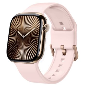 Apple Watch Series 10 46mm Pink Sand Silicone Band Pin Buckle - 1