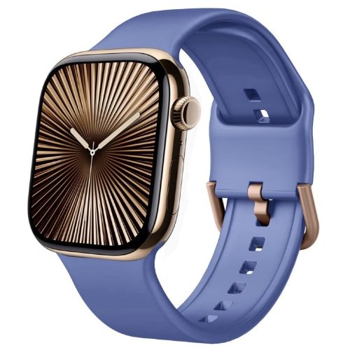 Apple Watch Series 10 46mm Cyan Blue Silicone Band Pin Buckle - 1