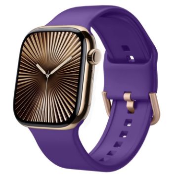 Apple Watch Series 10 42mm Purple Silicone Pin Buckle Band - 1