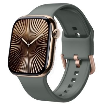 Apple Watch Series 10 42mm Olive Silicone Pin Buckle Band - 1