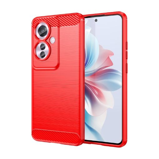 OPPO Reno11 F 5G Red Carbon Fiber Brushed Texture TPU Phone Case - 1