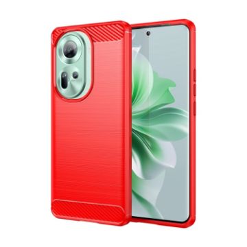 OPPO Reno11 Global Red Carbon Fiber Brushed Texture TPU Phone Case - 1