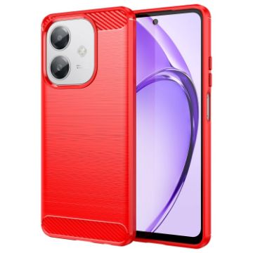 OPPO A3x 5G India Red Carbon Fiber Brushed Texture TPU Phone Case - 1