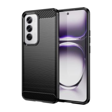 OPPO Reno12 Global Carbon Fiber Brushed Texture TPU Case - Black - 1