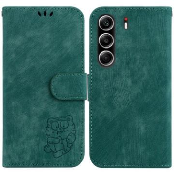 Tecno Camon 40 Pro 4G Green Little Tiger Embossed Leather Case - 1